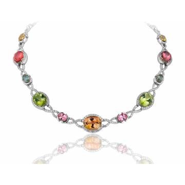 Carnival Multi-coloured Tourmaline and Diamond Necklace