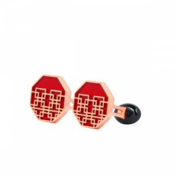 Idris Coral Onyx and Rose Gold Cufflinks