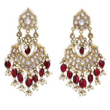 Bekhan Spinel, Pearl and Polki Diamond Drop Earrings