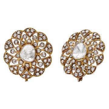 Doa Polki Diamond and Gold Earrings