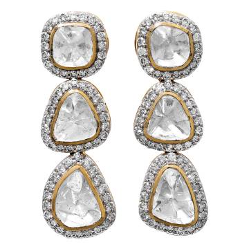 Ruh Polki Diamond Drop Earrings