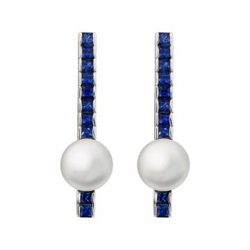 Aoi Pearl and Sapphire Earrings